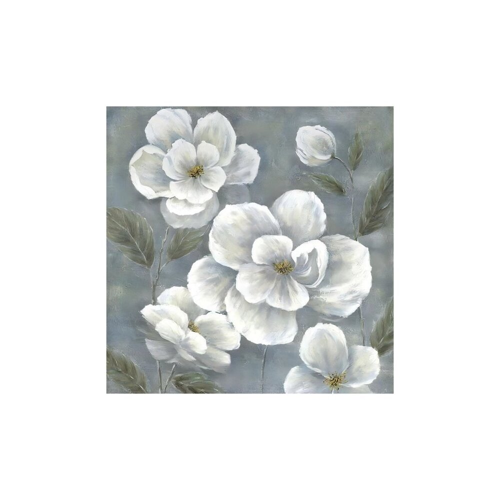 Vintage White Floral Unframed Canvas Wall Art 16" X 16"